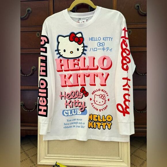 Zara and Hello Kitty white long sleeve Tshirt NWOT M **RARE - Picture 1 of 14